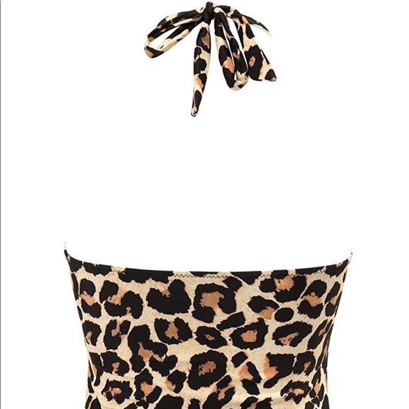 NEW RXRXCOCO Cheetah Animal Print One Piece Halter Tie Bikini Swimsuit Large - Picture 8 of 8
